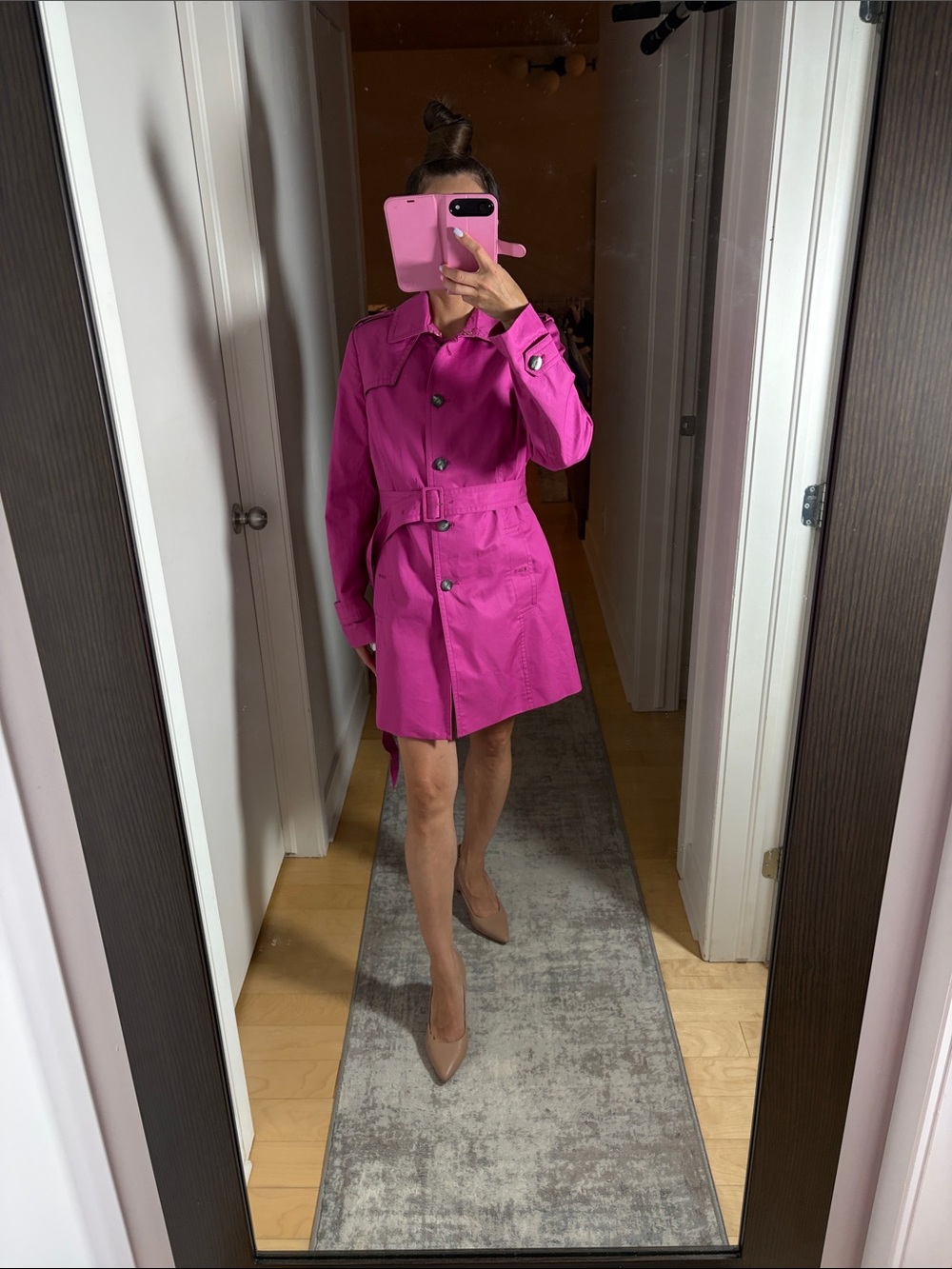 Banana Republic Hot Pink Belted Trench Coat